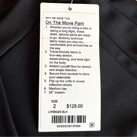 Lulu NWT On the Move Pants 28” - Women’s 2 Black - Picture 13 of 16